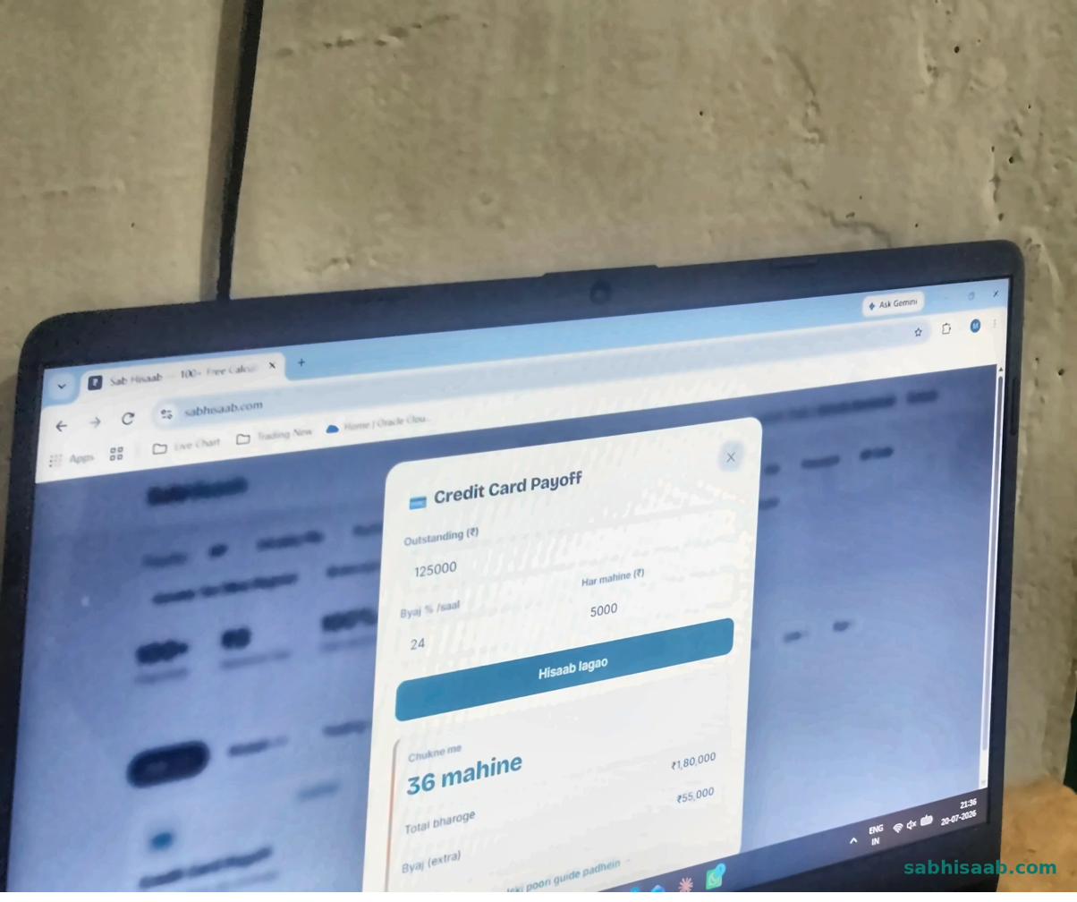 Credit Card Payoff Calculator ka result — asli number ke saath