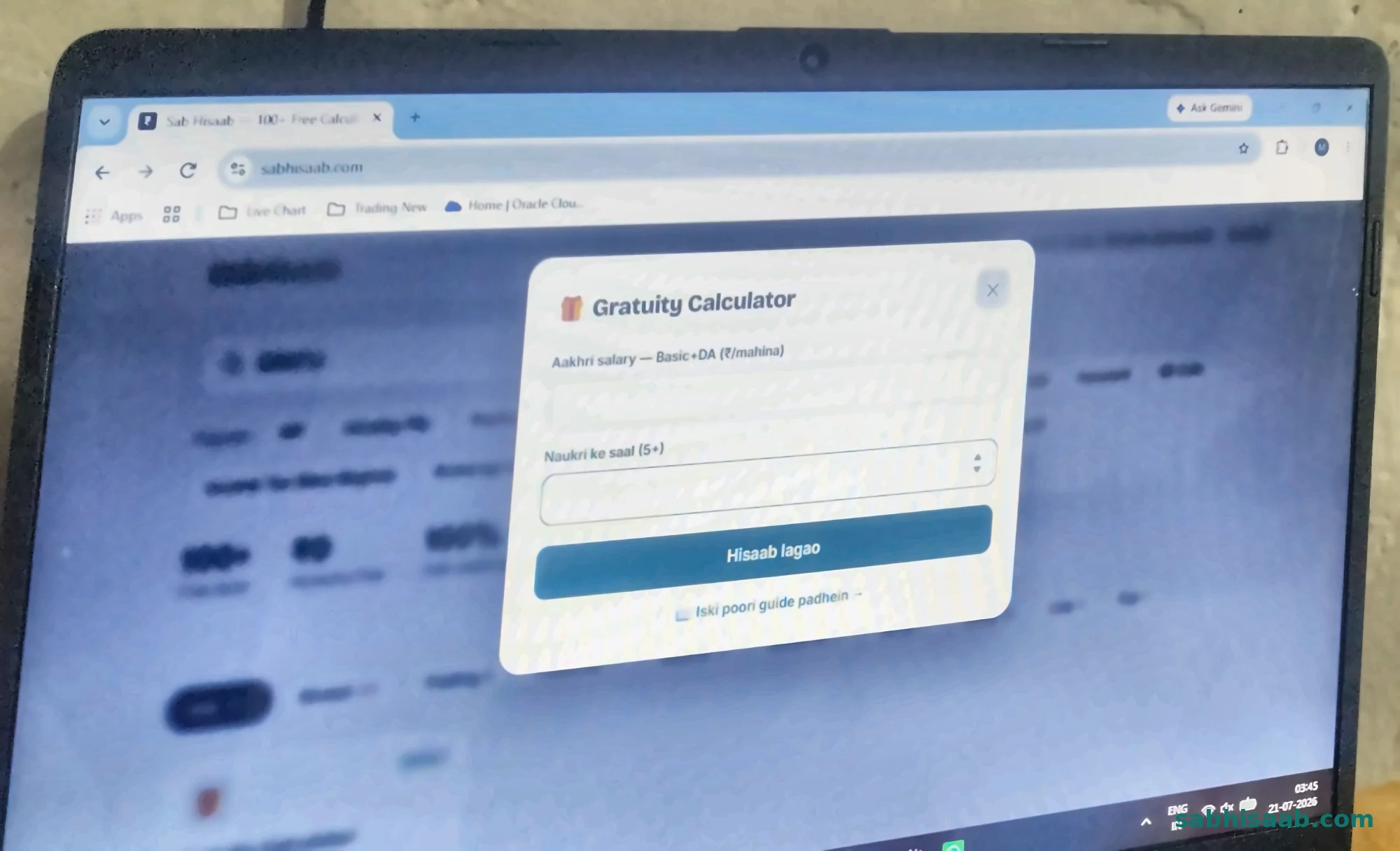 Gratuity Calculator form — Sab Hisaab