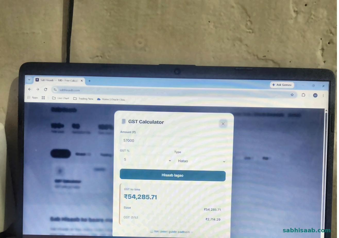 GST Calculator result — Sab Hisaab