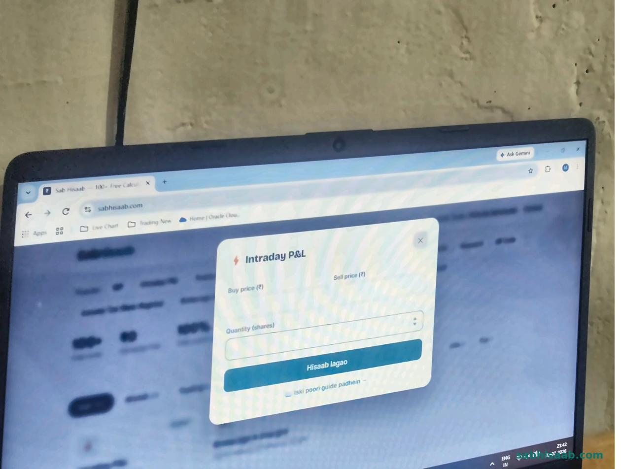 Intraday Profit / Loss Calculator ka khaali form — Sab Hisaab par