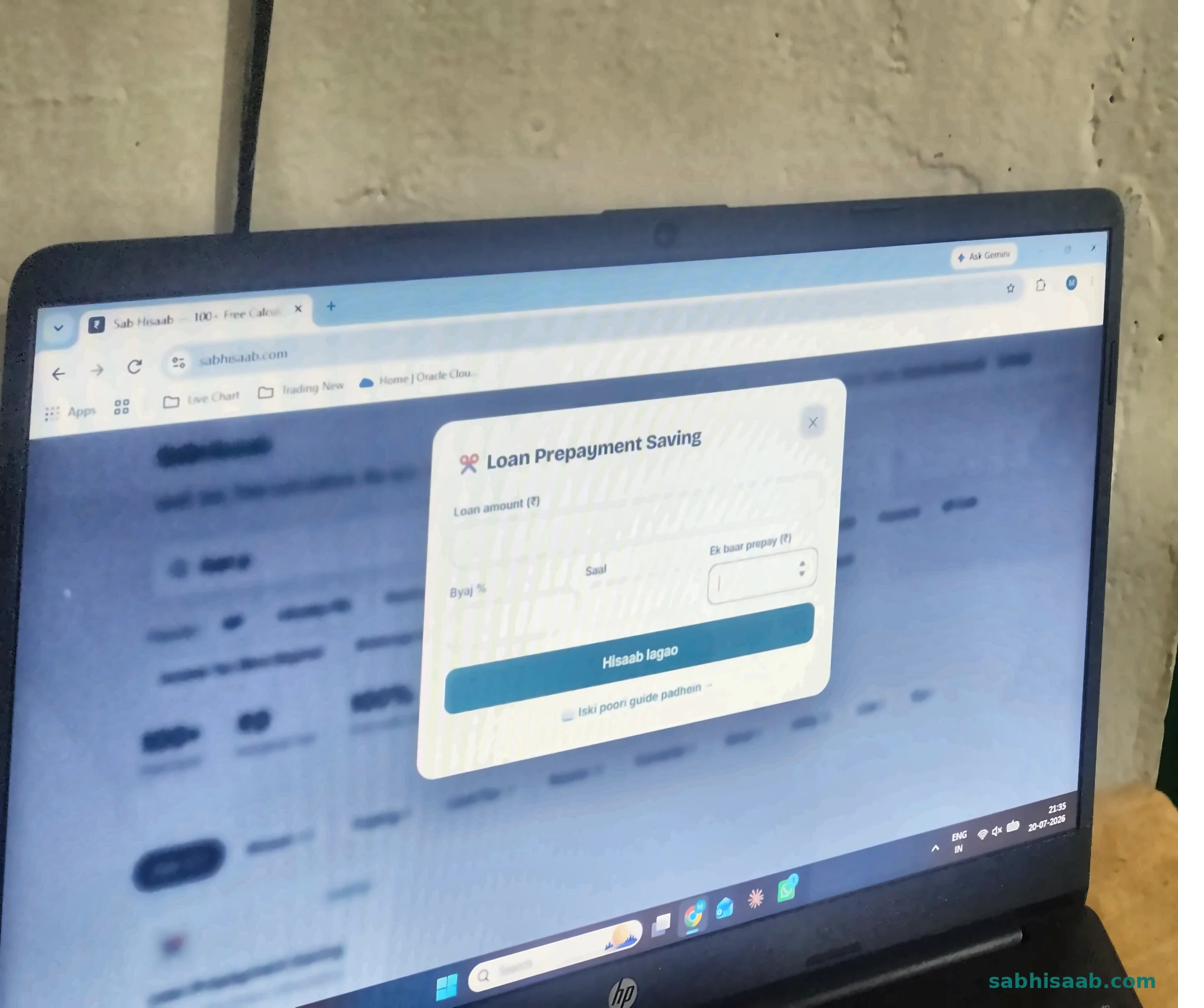 Loan Prepayment Calculator ka khaali form — Sab Hisaab par