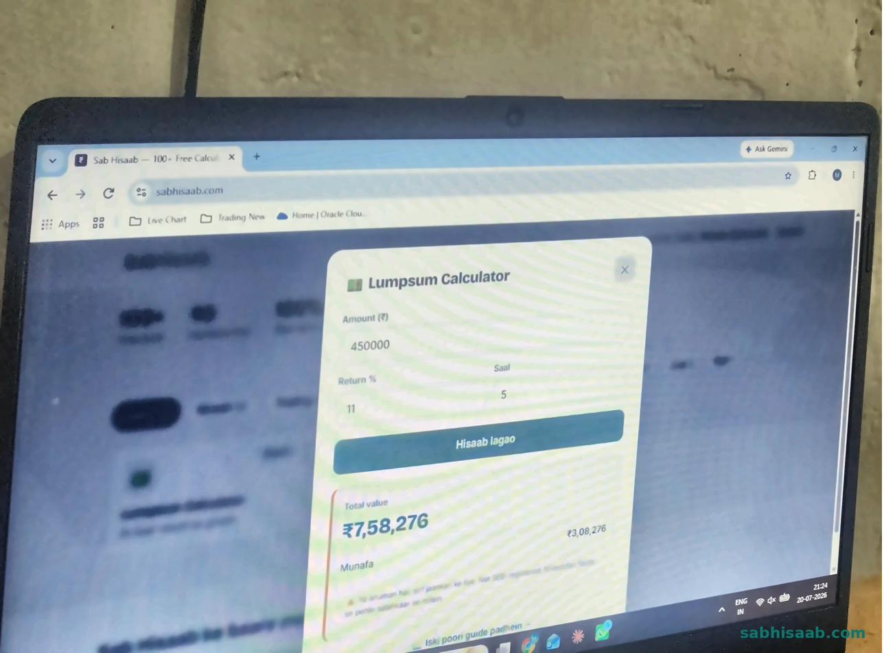 Lumpsum Calculator ka result — asli number ke saath