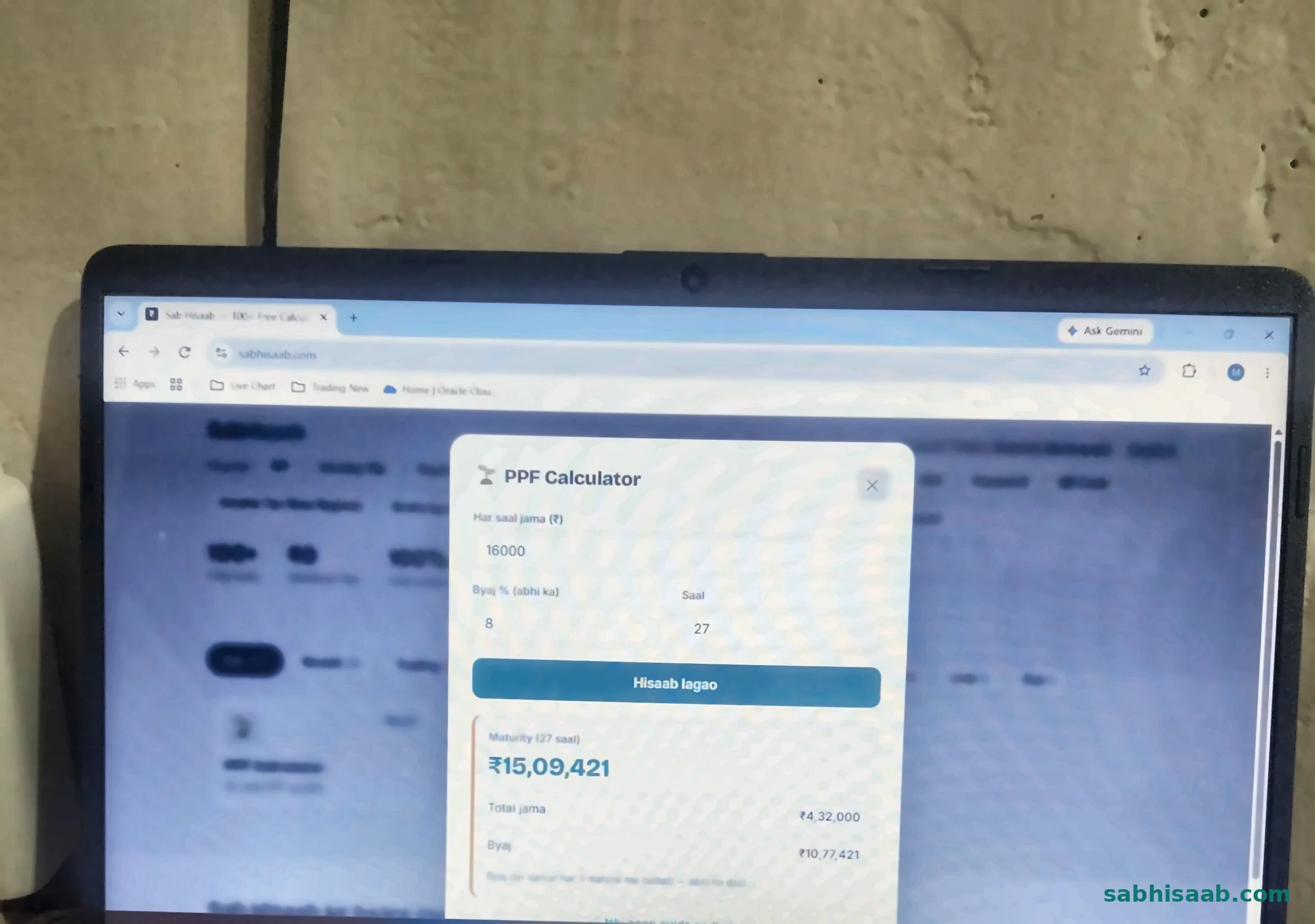 PPF Calculator result — Sab Hisaab