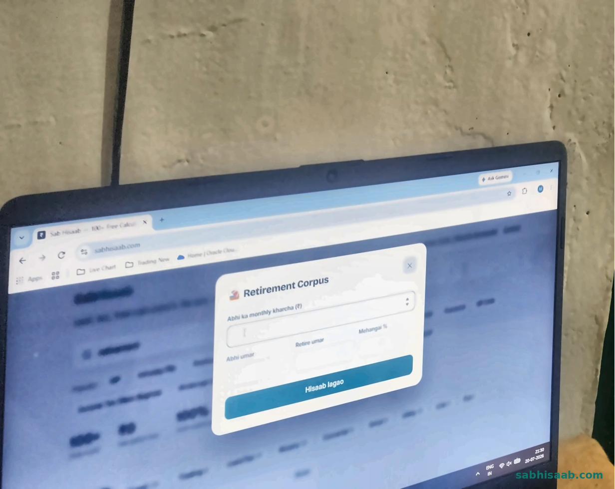 Retirement Corpus Calculator ka khaali form — Sab Hisaab par