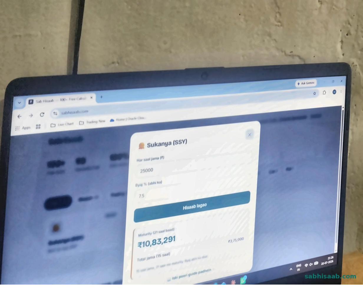 Sukanya Samriddhi Yojana (SSY) Calculator ka result — asli number ke saath